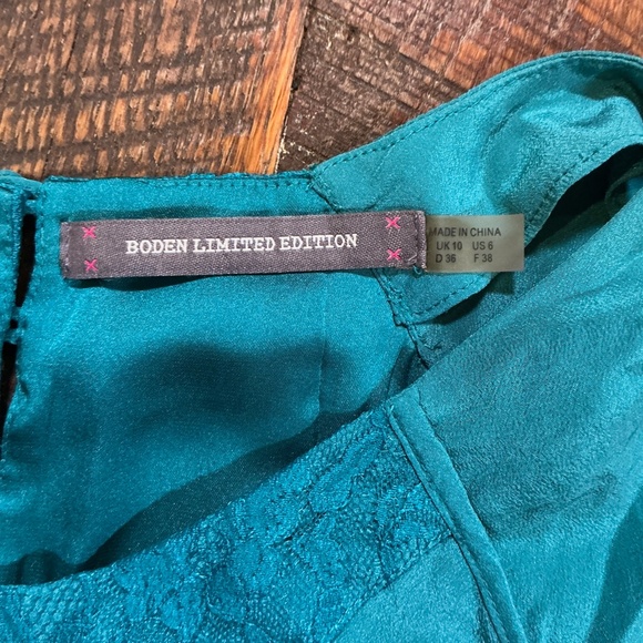 Boden Limited Edition Teal Green Lace Silk Blend Cocktail Dress Size 6 (UK 10) - Picture 3 of 5